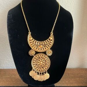 Golden Bohemian Tribal-Inspired‎ Coin Bib Costume Statement Necklace